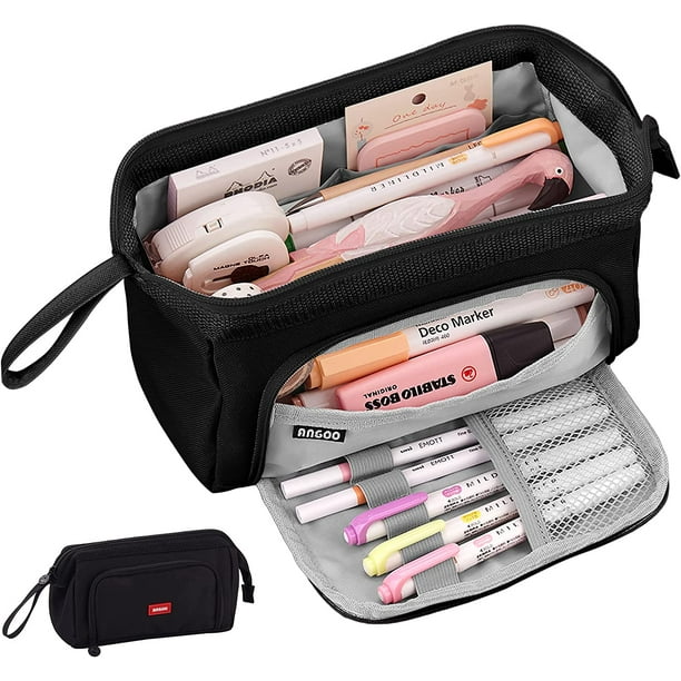 Estuche Escolar Estuche para Lápices de Gran Capacidad con Asa Estuche Escolar para Niñas Papelería Escolar Bolsa de Maquillaje Organizador de Oficina para Niños Estudiantes Negro Rojo Verde MX-0132997FYD