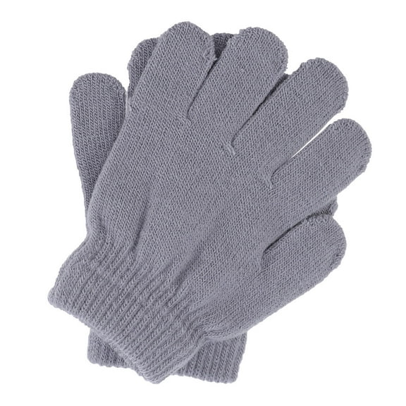 FRCOLOR Durable Kids Knitted Winter Gloves for Warming Use Grey Stretchy Fit for Boys and Girls Size 412