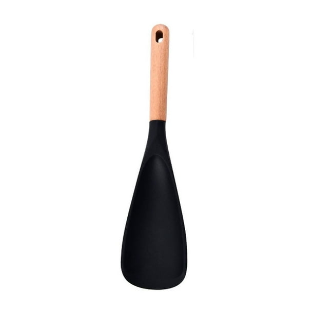 Cucharas de sopa Cuchara de cocina para utensilios de cocina antiadherentes y cuchara segura con mango de madera para mezclar y raspar cuchara de silicona