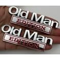 thumbnail image 1 of 2pc Old Man Edition 3D Metal Emblem Fender Rear Tailgate Bumper Badge Nameplate Sticker Decal for Car Truck (Silver Red), 1 of 4