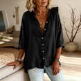 thumbnail image 6 of GUACER Women's 3/4 Sleeve Button Down Shirts Casual Linen Relaxed Fit Collared Summer Blouses Tops for Ladies, 6 of 7