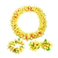 thumbnail image 3 of Guirnalda de flores artificiales para fiestas temáticas hawaianas, conjunto de leis hawaianos Amarillo, 3 of 9