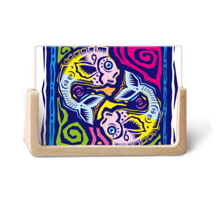 Constellation Pisces Mexicon Culture Engraving Photo Wooden Photo Frame Tabletop Display