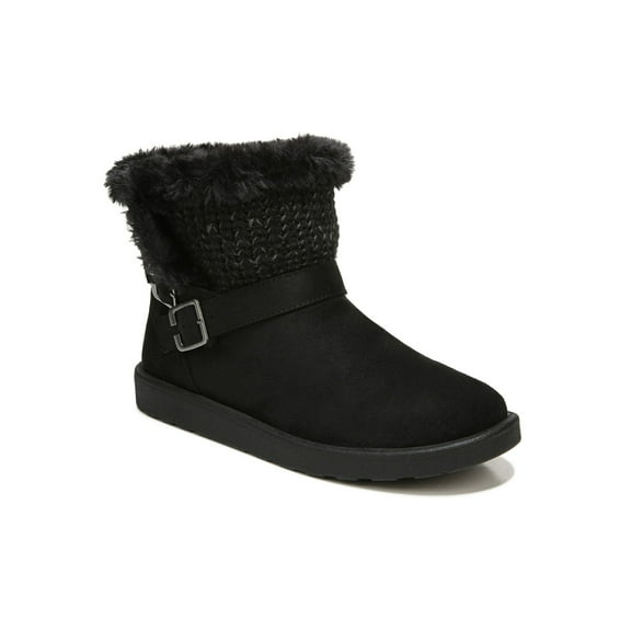 LIFE STRIDE Womens Black Knit Traction Sole Buckle Accent Comfort Flurry Round Toe Wedge Slip On Booties 9 M