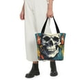 thumbnail image 5 of Pofeuu Modern Hip-Hop Skull Print Women Fashion Shoulder Handbags Top Handle Satchel Bags Tote Shoulder Shopping Bag Stylish Canvas Tote Bag, 5 of 6