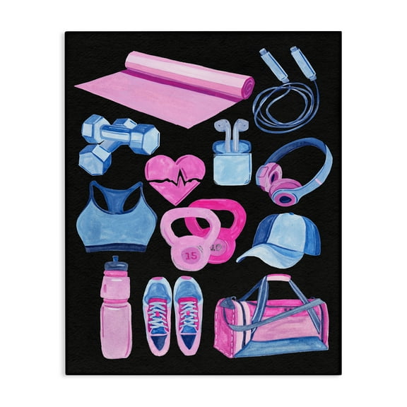 Stupell Industries Bold Workout & Exercise Sports Painting Wrapped Canvas Art Print Wall Art, 16 x 20