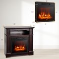 thumbnail image 3 of Costway 32" 1400W Electric Fireplace Mantel TV Stand Space Heater W/ Shelf Brown, 3 of 10