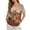 Cactus Mountain Tree Sunset, variant on Giraffe Flower Print Women's Linen Shirt Round Neck Tunic Top Button Down Short Sleeve Blouses Tops Lightweight Loose T Shirts Spring Summer Basic Tees, 4XL