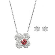 Swarovski Clear/Red Crystal BILLY Set CLOVER Earrings & Necklace #5086250
