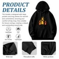 thumbnail image 4 of Men's Long Sleeve Pullover Hoodie with Front Pocket Black with Colorful Print Design in Yellow Orange and Red, 4 of 7