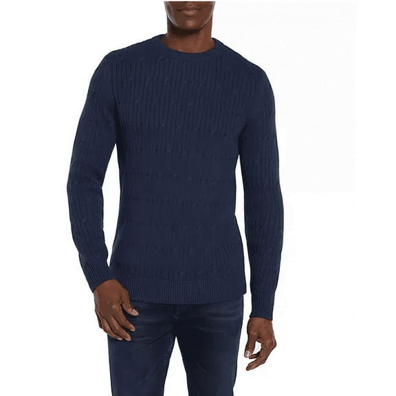 Express Men's Cable Knit Sweater Pageant Blue Medium