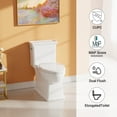thumbnail image 5 of 16.5 Inch Tall Toilet, One-Piece Elongated Toilet with ADA Comfort Chair Height Seat, Powerful 1.28 GPF Side flush, 12" Rough In High Bowl for Seniors, White, 5 of 8