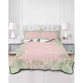 thumbnail image 3 of Pink Leaves Full Size Down Alternative Comforter, Lightweight Comforter Quilt Bedding Set with Pillow Shams Green Summer Botanical Pastoral All Seasons Bed Comforter Duvet Insert 78"x90", 3 of 7