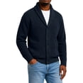 thumbnail image 2 of CHCNHAC Mens V Neck Cardigan Sweater Shawl Collar Button Front Ribbed Knit Long Sleeve Casual Winter Knitwear Outerwear, Black, 2 of 6