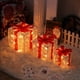 thumbnail image 2 of Inteprter Caja de regalo ornamental, conjunto de iluminación navideña con decoraciones de lazo, regalo de Navidad brillante LED Kits de decoración para fiestas raya roja y verde, 2 of 6