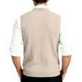 thumbnail image 4 of Resicozy Men's Sweater Vest Solid Color V-Neck Sleeveless Knitted Button Down Cardigan Big and Tall Vest Khaki 4XL, 4 of 6