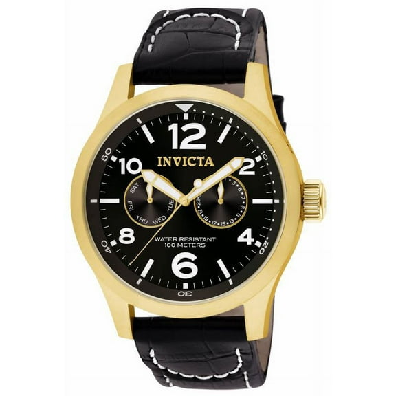 Invicta Men's I Force 10491 Black Leather Swiss Quartz Dress Watch