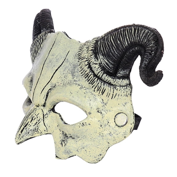 Masquerade Mask, Horned Devil Half Mask, Pu Foam, Gothic Style, Halloween Accessory, for Masquerade Mardi Gras Themed Events, White Black Accent, 1 Pack