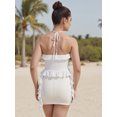 thumbnail image 2 of Gupgi Women Halter Cami Top Irregular Deep V Neck Ruffle Crop Top Solid Color Backless Tank Shirt, 2 of 8
