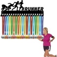 thumbnail image 7 of Runner Medal Holder Medal Hanger Display Rack Sports Metal Hanging Awards Iron Mount Decor Awards with 20 Hooks for Wall Home Badge Race Runner Marathon Medalist Black 15.7 x 5.9Inch, 7 of 7