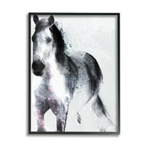 Stupell Industries Distressed Patch Line Wild Horse Portrait Black Pink, 24 x 30, Designed by Jennifer Ellory