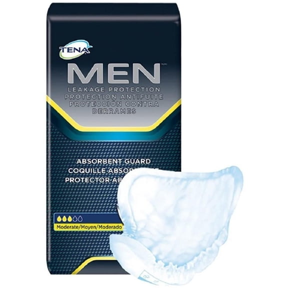 TENA Men Maximum Absorbance Incontinence Guard Pads, 120/Case, Contoured and designed for the male anatomy