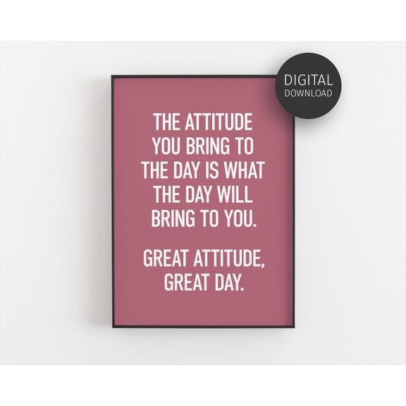 Motivational Poster, Pink Attitude Wall Art, Office Decor, Positive Mindset Quote For Motivation, Inspirational Workplace Poster Home Decor, 8x12 UNFRAMED
