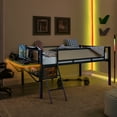 thumbnail image 5 of EUROCO Metal Gaming Bed, Rattan Full Size Loft Bed with Desk, LED Light and Storage Shelf, Brown, 5 of 23