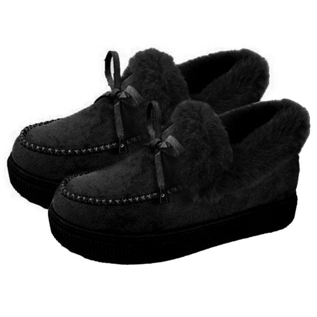 Botas Planas De Moda Informal Para Mujer, Zapatos Cálidos De Invierno, Botas Planas De Gamuza Para La Nieve, Zapatos De Plataforma Mocasines Minnieouse AP007081-07