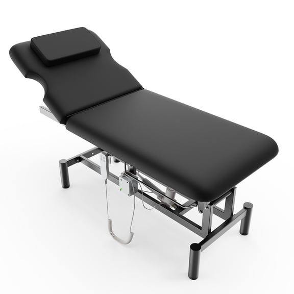 Dolonm 2-Motor Lift Electric Massage Table with Remote Control, Adjustable Backrest & Height, PU Leather Electric Massage Bed with 35D High-density Sponge, Black