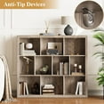 thumbnail image 3 of PUFFCAFE Book Shelf with 10-Cube,3 Tier Open Book Cases,Floor Standing 38" Tall bookshelf,Wooden Display Shelves,Gray Bookcase, 3 of 7