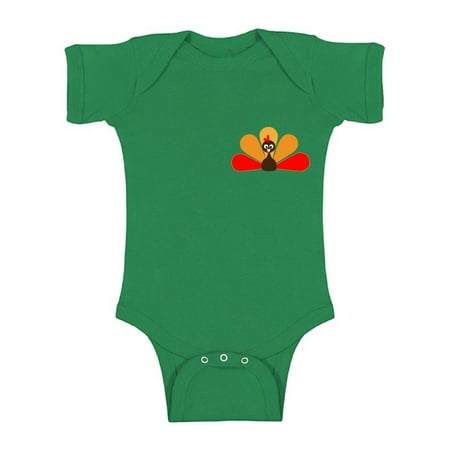 

Awkward Styles Thanksgiving Baby Bodysuit Turkey Romper Pocket Print