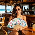thumbnail image 6 of 1pc Hand Fan Fruits Design Pineapple Foldable 9inch 23cm with Bamboo Rib and Cotton Pouch, 6 of 6