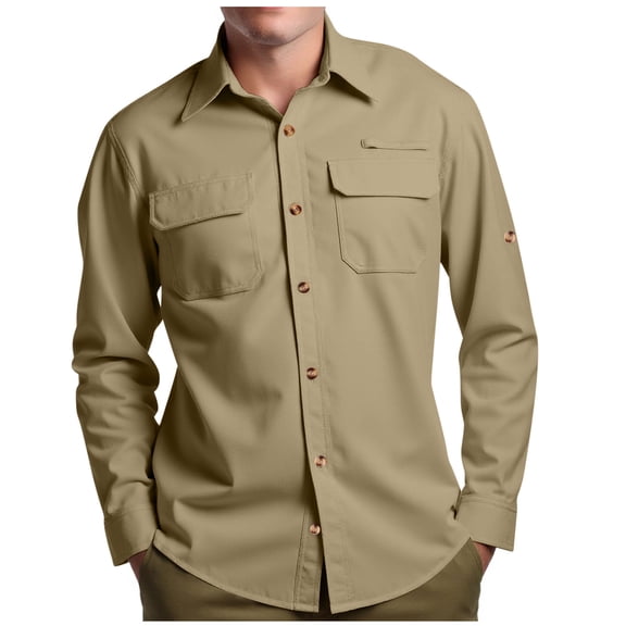 Abomasnow Men's Long Sleeve Sun Protection Shirt UPF 50 UV Quick Dry Cooling Fishing Shirts for Travel Safari Camping Hiking