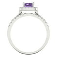 thumbnail image 4 of Clara Pucci 14K White Gold Emerald Cut 1Ct Simulated Alexandrite Engagement Ring + Matching Band - Luxury Box Included, 4 of 7