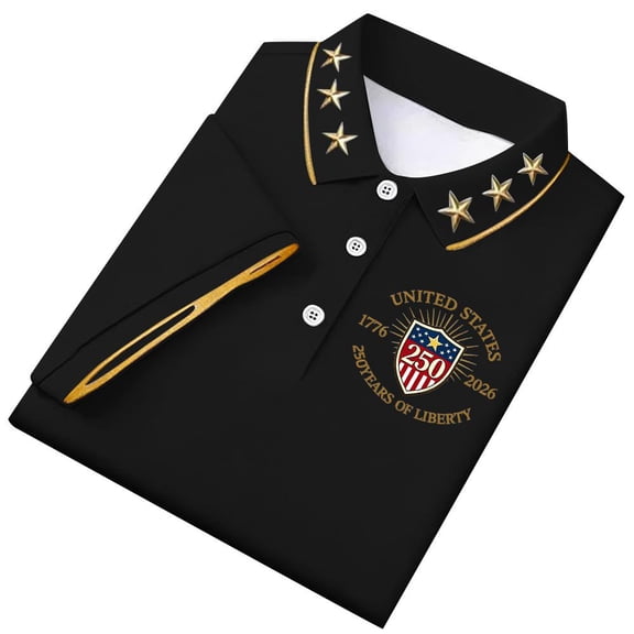 Dwelliawo We the People Shirt for Men 1776-2026 Patriotic Polo Short Sleeve Shirt American Flag Casual Shirts Patriotic Tee L Black 3XL