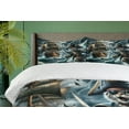 thumbnail image 6 of Ambesonne Cat Duvet Cover Set, Stormy Ocean Pirate Kitty Ship, Queen, Dark Slate Blue and Amber, 6 of 6