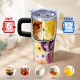 thumbnail image 6 of Butterfly 20oz Stainless Steel Tumbler with Handle and Straw – Insulated Travel Cup with Sliding Lid, 360° Full Wrap Printed Mug for Home, Outdoor & Sports Use, Spring, 6 of 6