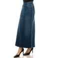 thumbnail image 2 of Fashion2Love Women's Juniors/Plus Size Stretch Denim Long Skirt with Elastic Waist and Embroidery, 2 of 5