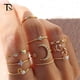 thumbnail image 2 of Trafic agala-Juego de anillos de cadena de oro Punk para adolescentes y mujeres, anillos de dedo con apertura hueca, regalo de boda, joyería de fiesta, 2022, 2 of 4