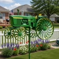 thumbnail image 2 of 12in Old Tractor Green Spinner, Garden Wind Spinner, Green Tractor Windmill Stake with Rotating Wheels for Patio Yard Garden, Unique Outdoor Sculptures Ornament Gift for Friends Family, 2 of 5