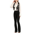 thumbnail image 2 of INSPIRE CHIC Women's Floral Pattern V Neck Sleeveless Button Satin Waistcoat Vest L Black, 2 of 7