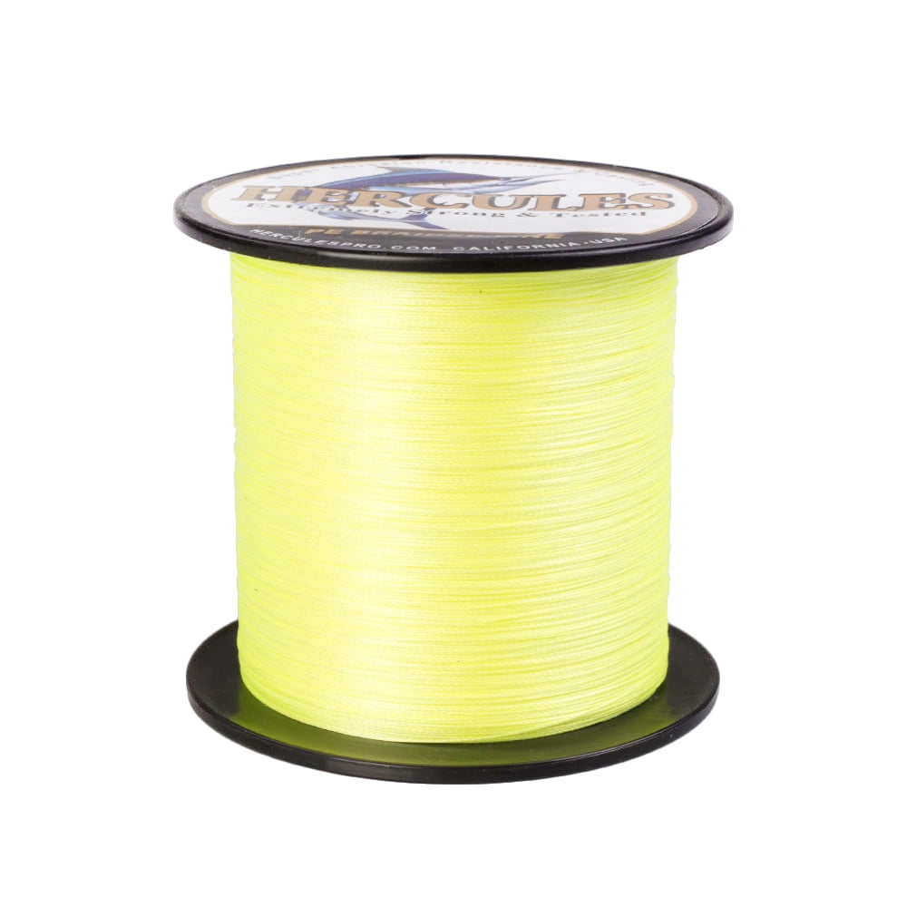 HERCULES Super Strong 500M 547 Yards Braided Fishing Line 30 LB Test for Saltwater Freshwater PE Braid Fish Lines 4 Strands - Fluorescent Yellow, 30LB (13.6KG), 0.28MM