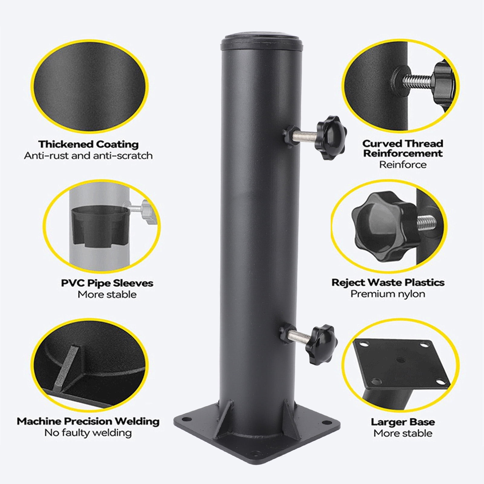BIMZUC Heavy Duty Patio Umbrella Stand Professional Metal Strong Load Bearing Deck Mount Umbrella Holder for Outdoor Garden Lawn Yard, 11.6 inches / 29.5 cm Height