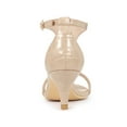 thumbnail image 2 of BLISSFUL STEP Women's Shoes T-Strap Embossed Kitten Heel Buckle Closure Open Toe Dress Sandals Nude 7, 2 of 7