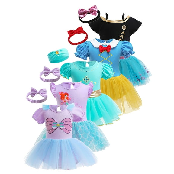 ATAIKU 3M-18M Infant Baby Girls Princess Dress Up Romper Onesie Tutu Dress Bodysuit with Headband Birthday Halloween Christmas Party Dresses