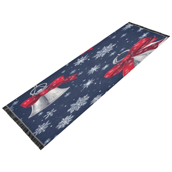 Runner Rug Classical Christmas Bell and Snowflake Pattern Style Pattern 72x23.5 indoor Washable Runner Rug