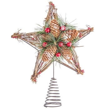 Pinecone And Twig Star With Berries Tree Topper Decoration Com Pinecone And Twig Star With Berries, Lighted Tree Toppers Hobby Lobby