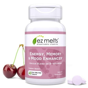 EZ Melts Dissolvable Energy, Memory and Mood Enhancer, Blend of B-Vitamins, Sugar-Free, 2-Month Supply