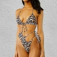 thumbnail image 1 of WREESH Women'S Leopard Print Tight Swimsuit Halter Strap Bikini, 1 of 5